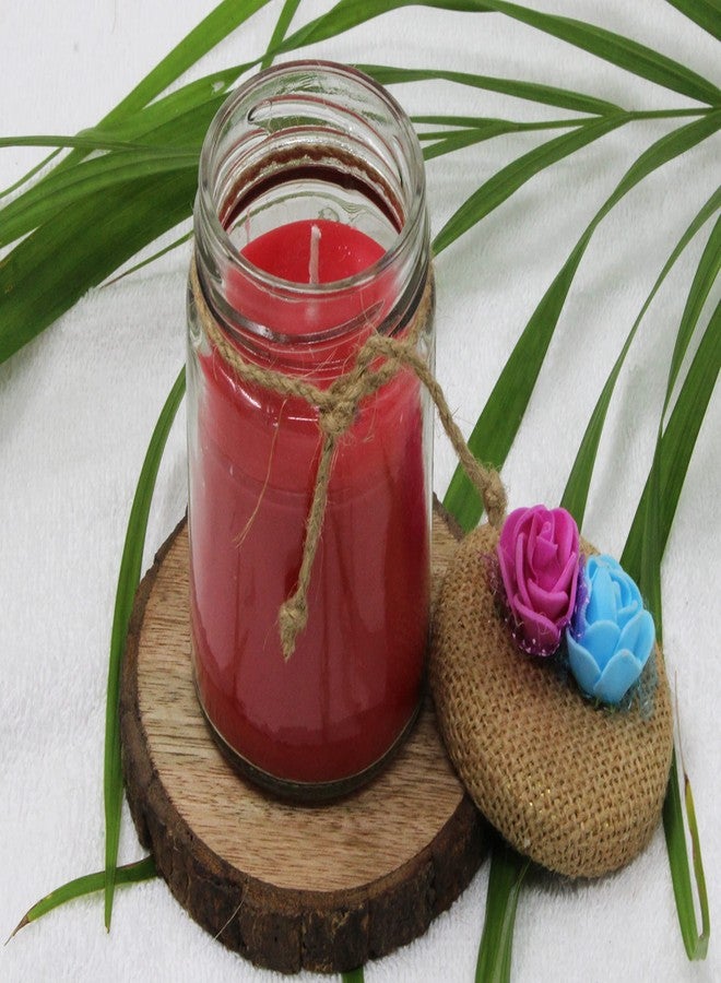 Luces Rose Scented 7oz Luxury Soy Wax Glass Jar Candle [Set of 1 Red Colour] for Home Décor Gifting Valentine Spa Birthdays Dinner Table Yoga - Image 2